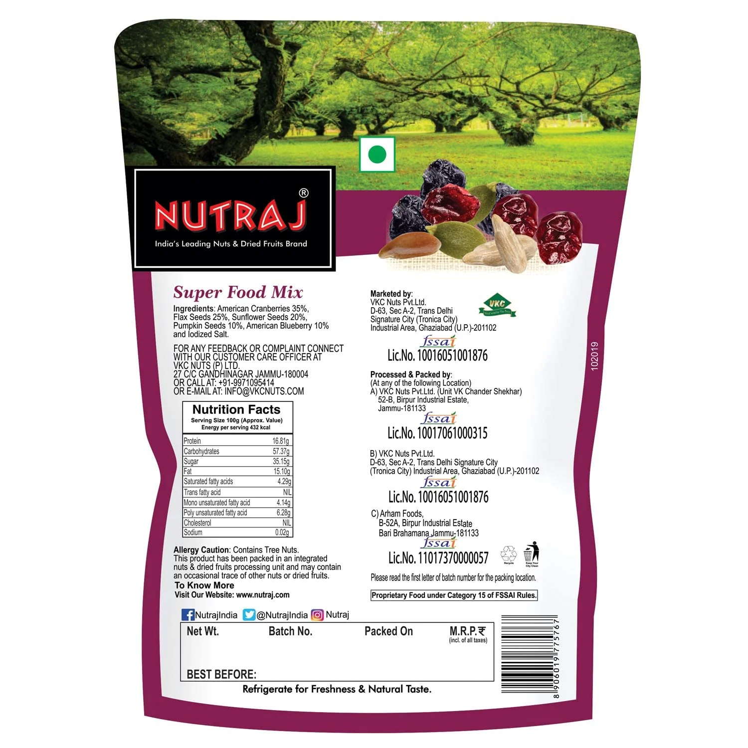 Super Food Mix - American Cranberries, American Blueberry, Flax Seeds, Sunflower Seeds & Pumpkin Seeds 400gm - Image 3